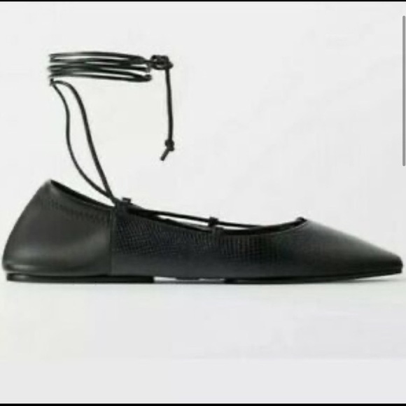Zara Lace Up Ballet Flats - Picture 3 of 11